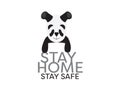 Stay Home Sign With Cute Cartoon Panda
