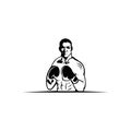 Boxing logo, Professional boxer gloves training