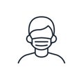 Wear a mask icon. Coronavirus precaution. Vector line art illustration.