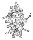 Sports Mix Sport players action cartoon graphic