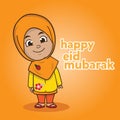 Moslem little girl cute greetings for Eid Mubarak