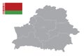 Belarus map with flag.