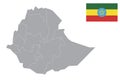 Ethiopia map with flag.