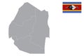 Eswatini Swaziland map with flag.