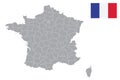 France Departments map with flag.