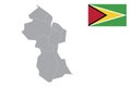 Guyana map with flag.