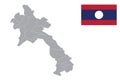 Laos map with flag.