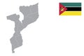 Mozambique map with flag.