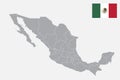 Mexico map with flag.