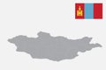 Mongolia map with flag.