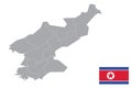 North Korea map with flag. Royalty Free Stock Photo