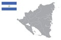 Nicaragua map with flag.