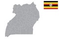 Uganda map with flag.