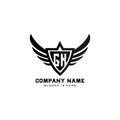 Initial letters GK shield shape black monogram logo vector