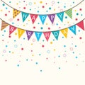 Happy Birthday - vector birthday card with colorful banners Royalty Free Stock Photo