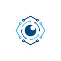 Digital vision creative symbol concept. Circuit robot eye abstract business logo. Cctv monitor, security scan control, video camer