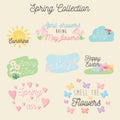 Colorful Hand Drawn Spring Stickers Set