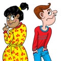 Funny cartoon, couple in trouble Royalty Free Stock Photo