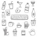 Drinks doodles element vector illustration in cute hand drawn style Royalty Free Stock Photo