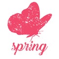 Grunge spring illustration with butterfly