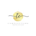 TE Initial Letter handwriting logo hand drawn template vector.