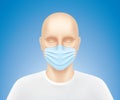 Human model with blue medical face mask. Royalty Free Stock Photo