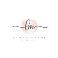 LM Initial Letter handwriting logo hand drawn template vector.