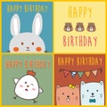 Cute birthday card set collection, for kids Royalty Free Stock Photo