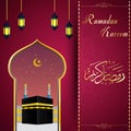 Ramadhan kareem with Hajj Kaaba background