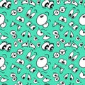 Cartoon, hand drawn, doodle characters eyes pattern. Royalty Free Stock Photo