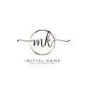 MK Initial handwriting logo with circle