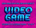 Video Game alphabet font. Retro pixel letters and numbers. Royalty Free Stock Photo