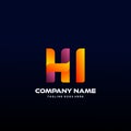 Letter HI initial Logo Vector With colorful