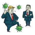 Donald Trump and Xi Jinping   Discussed Fighting Against Coronavirus COVID-19 Cartoon Vector Illustration. Washington DC, April 2, Royalty Free Stock Photo