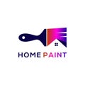 Home Paint Brush Logo Design. Real Estate Colorfull Graphic. Renovation Repair Construction Icon. Royalty Free Stock Photo