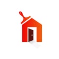 Home Paint Brush Logo Design. Real Estate Colorfull Graphic. Renovation Repair Construction Icon. Royalty Free Stock Photo