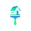 Home Paint Brush Logo Design. Real Estate Colorfull Graphic. Renovation Repair Construction Icon. Royalty Free Stock Photo