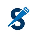 Letter S Saw Logo Design Construction, Renovation and Repairs Logo Design