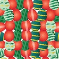 Seamless pattern with red and green Easter eggs vector