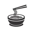 Noodle vector illustration in black and white design on isolated background