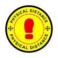 Simple Cutting Sticker, Vector Circle Warning, physical or social distance, Prevention from Covid-19 virus pandemic transmission