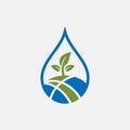 Water Drop and Leaves Tree Logo Design Vector Graphic. Royalty Free Stock Photo