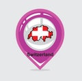 Switzerland pin map icon is purple Royalty Free Stock Photo
