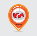 Turkish country pin colored orange