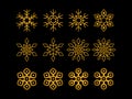 Gold snowflakes icon set vector illustration Royalty Free Stock Photo
