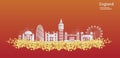 PrintLondon, England With views of famous landmarks and world-class cities, tourism poster illustrations Paper cutting,Panorama of