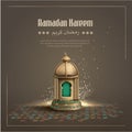 Islamic greetings ramadan kareem card design background with lantern