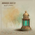 Islamic greeting ramadan kareem card design background with lantern