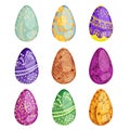 Easter. Easter set. Pattern. Holiday. Tradition. Colored Easter eggs Royalty Free Stock Photo