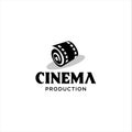 Abstract cinema logo silhouette vector template design isolated on white background. film media Logo icon vector stock Royalty Free Stock Photo